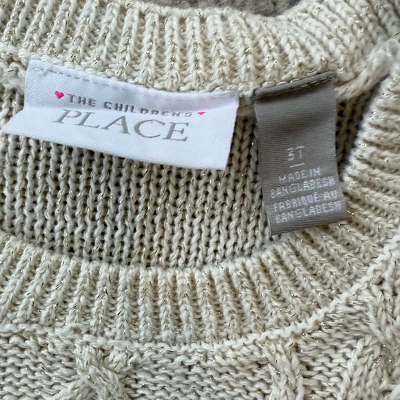 The Children's Place Cream Cable Knit Sweater Dress | size 3T - Picture 3 of 6